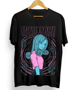 Junji Ito Uzumaki T-Shirt Horror Japan Guro Anime Funny Black Shirt Tee All Size