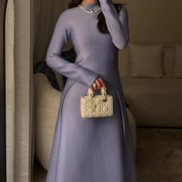 Casual Clothing Solid Color High Waist Dress New 2025 Temperament Host Dress Fashion Women's O-neck Autumn Long Dress Vestidos