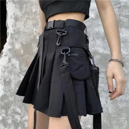 2026 Cargo Black Punk Gothic Skirt Woman Pleated Harajuku A-Line High Waist Mini Skirts Girl Preppy Style Women