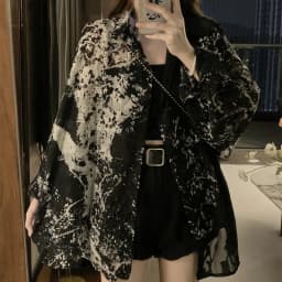 2025 Long Sleeve Shirts Women Loose Tie Dye Gothic Streetwear Casual Tops Woman Blouses Vintage Fashion Design Shirts Female
