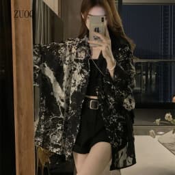 2025 Long Sleeve Shirts Women Loose Tie Dye Gothic Streetwear Casual Tops Woman Blouses Vintage Fashion Design Shirts Female