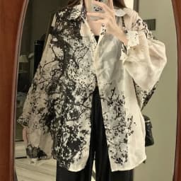 2025 Long Sleeve Shirts Women Loose Tie Dye Gothic Streetwear Casual Tops Woman Blouses Vintage Fashion Design Shirts Female