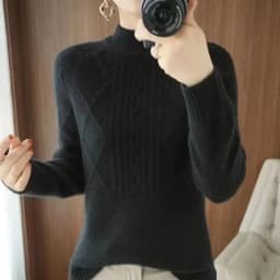 Autumn Winter Women Sweater Thicke Pullover Knit Loose Half High Collar Twists Sweater Versatile Female Tops Bottoming Shirt