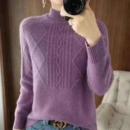 Autumn Winter Women Sweater Thicke Pullover Knit Loose Half High Collar Twists Sweater Versatile Female Tops Bottoming Shirt