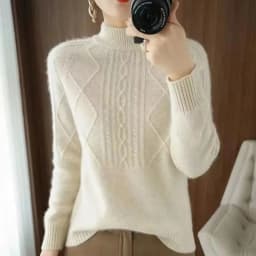 Autumn Winter Women Sweater Thicke Pullover Knit Loose Half High Collar Twists Sweater Versatile Female Tops Bottoming Shirt
