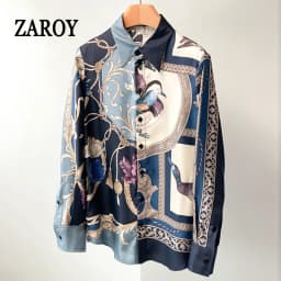 ZAROY Women Vintage Print Baroque Shirts and Blouses Long Sleeve Polo Neck Elegant Blouses Luxury Runway Shirt Blusa Mujer