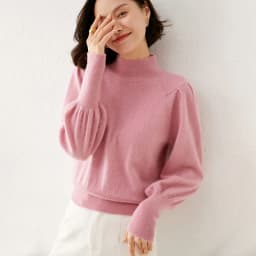 New 100% Merino Wool Sweater for Women Mock Collar Puff Sleeve Pullover Casual Knitted Top Female Autumn Winter Cashmere Warm