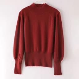 New 100% Merino Wool Sweater for Women Mock Collar Puff Sleeve Pullover Casual Knitted Top Female Autumn Winter Cashmere Warm
