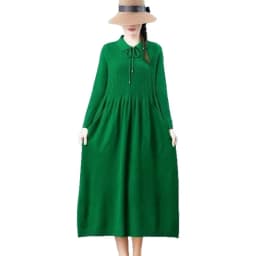 2026 Autumn Winter Women's Sweater Dress New Solid Color Doll Neck Long Sleeve Loose Knitted Sweater Bottom Long Dress Vestidos