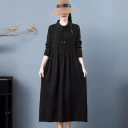 2026 Autumn Winter Women's Sweater Dress New Solid Color Doll Neck Long Sleeve Loose Knitted Sweater Bottom Long Dress Vestidos