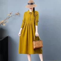 2026 Autumn Winter Women's Sweater Dress New Solid Color Doll Neck Long Sleeve Loose Knitted Sweater Bottom Long Dress Vestidos