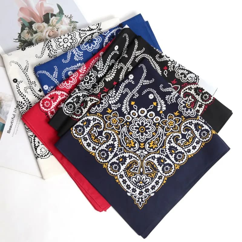 New High Quality Hip Hop 100% Cotton Bandana Square Scarf Black Paisley Riding Headband Printed Gifts for Women/Men/Boys/Girls