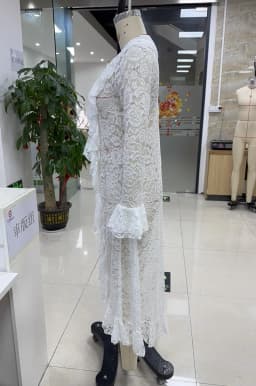 Lace Long Sleeve Sexy Maxi Cardigan Dress For Women Long Flare Sleeve Elegant High Waist Bodycon Club Party Sexy Long Dress