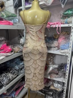 Luxurious Pearl-Embroidered Red Long Sleeveless Dress Elegant Hollow out Design for Women Stylish Party Dress Vintage