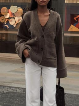 Women's Elegant Knitted Cardigan Solid Long Sleeve V Neck Ribbed Tops 2026 New Autumn Winter Coat Commute Female Knitwear