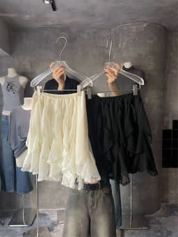 Mini Skirts Women Summer 2025 Chiffon Ruched Skirts Woman Clothing 2000s Clothes Y2k Kawaii Black Lace Skirts Kawaii White