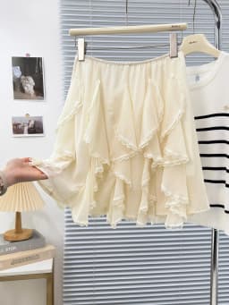 Mini Skirts Women Summer 2025 Chiffon Ruched Skirts Woman Clothing 2000s Clothes Y2k Kawaii Black Lace Skirts Kawaii White