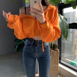 Autumn Winter Short Sweatshirt for Women Solid Hooded Sports Zipper Cropped Jacket Woman Fashion High Waist Loose-Fit Hoodies