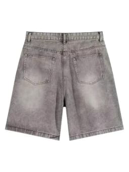 Female High Waist Straight Kenn-Length Jeans 2Xl Women's Washed Denim Shorts Retro Neutral Style Quarter Bottoms Wide Leg Capris
