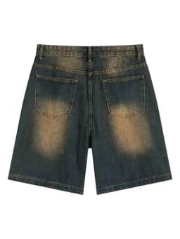 Female High Waist Straight Kenn-Length Jeans 2Xl Women's Washed Denim Shorts Retro Neutral Style Quarter Bottoms Wide Leg Capris