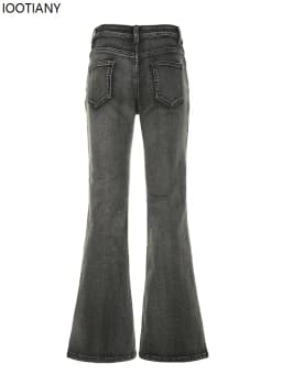 Retro Floral Embroidered Low-rise Flared Jeans Retro Street Low-rise Slim Jeans Harajuku Style Y2k Aesthetic Women's Pants 2025