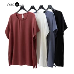 2025 Women's Casual Summer New Relaxation Style 26MM 93% Natural Mulberry Silk Elastic Wrinkled Round Neck Short Sleeve T-shirt