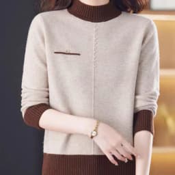 Top Female Clothing Vintage Women's Sweater Fashion Elegent Half High Neck Pullover Women Autumn Long Sleeve Knitwear