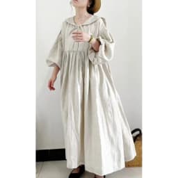 Johnature Retro Linen Doll Collar Long Sleeve Dress Loose Solid Color Casual New Women Long Dresses For Spring Autumn