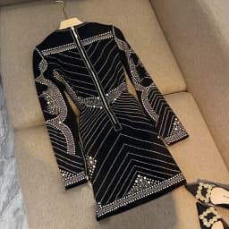 TWOTWINSTYLE Luxury Slimming Mini Dresses For Women Round Neck Long Sleeve High Waist Elegant Dress Female Fashion New KDR545695
