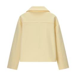 YENKYE New Women Yellow Double Breasted Short Woolen Coat Long Sleeve Lapel Collar Elegant Outerwear Chic Lady Autumn Outfits