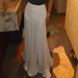 2000s Women's Dot Print Long Skirts Elegant High Waist Fishtail Hem Flowy A-Line Skirts Ropa Paja Mujer