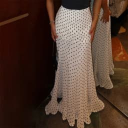 2000s Women's Dot Print Long Skirts Elegant High Waist Fishtail Hem Flowy A-Line Skirts Ropa Paja Mujer
