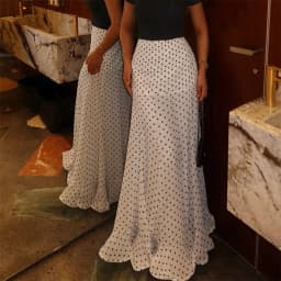 2000s Women's Dot Print Long Skirts Elegant High Waist Fishtail Hem Flowy A-Line Skirts Ropa Paja Mujer