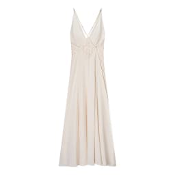 KEYANKETIAN 2025 Summer New Hollow out Patchwork Backless Spaghetti Strap Satin MIDI Dresses French Style Women's Long Dress