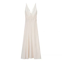 KEYANKETIAN 2025 Summer New Hollow out Patchwork Backless Spaghetti Strap Satin MIDI Dresses French Style Women's Long Dress