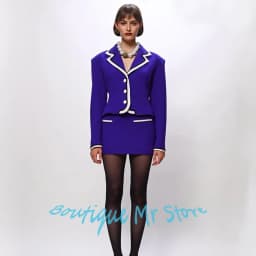 Vintage Women's Clothing Notch Lapel Single Breasted Blazer+Skirt Suit Set Elegant Office Two-Piece Daily Work Outerwears