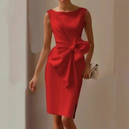 Sleeveless Bow Patchwork Simple Party Dress, Women Summer Fashion O Neck Chic Holiday Dress, Solid Casual Elegant Ladies Dress