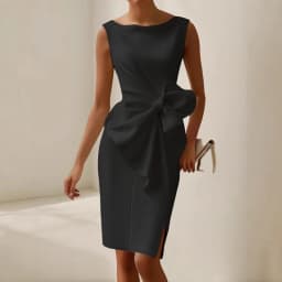 Sleeveless Bow Patchwork Simple Party Dress, Women Summer Fashion O Neck Chic Holiday Dress, Solid Casual Elegant Ladies Dress