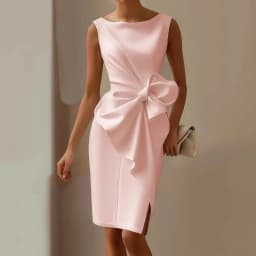 Sleeveless Bow Patchwork Simple Party Dress, Women Summer Fashion O Neck Chic Holiday Dress, Solid Casual Elegant Ladies Dress