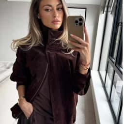 YENKYE Brown Faux Suede Leather Jacket For Women Autumn Winter Warm Loose Coat Long Sleeve Lapel Collar Vintage Outerwear