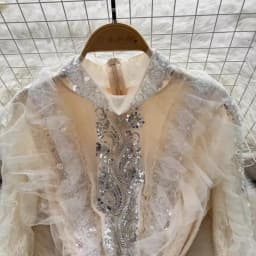 Elegant Embroidered Sequins Long Dresses Autumn Women Layer Ruffles Cake Full Sleeve Evening Party Vestidos Mesh Tulle Long Robe