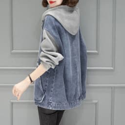 New Women's Hooded Denim Jacket Spring Autumn Patchwork, Loose Large-sized Basic Jacket, Zipper Fashion Female Motorcycle Jacket