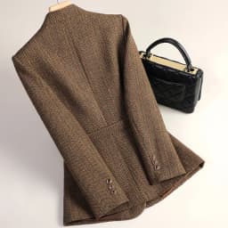 Small Fragrant Style Wool Woolen Blazer Women Autumn Winter Jacket New Striped Suit Top Winter Thicken Coat Lady Office Blazers