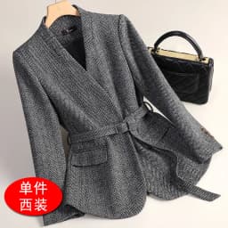 Small Fragrant Style Wool Woolen Blazer Women Autumn Winter Jacket New Striped Suit Top Winter Thicken Coat Lady Office Blazers