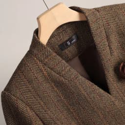 Small Fragrant Style Wool Woolen Blazer Women Autumn Winter Jacket New Striped Suit Top Winter Thicken Coat Lady Office Blazers