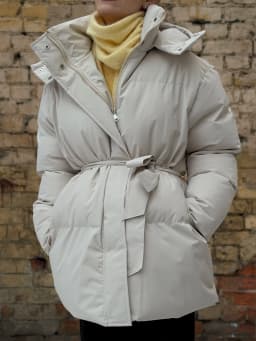 Hirsionsan 2025 Casual Waist Slimming Hooded Mid To Long Length Bread Cotton Jacket Women's Thick Cotton Jacket Brown