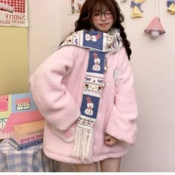 Japanese Cute Thicked Lamb Fleece Coat Women Sweet Sailor Collar Cat Embroidery Plush Jackets 2025 Ropa Mujer Warm Loose Outwear