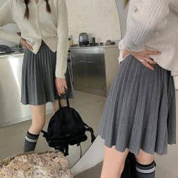 Autumn Winter Women's Skirt College Style All-Match Solid Color Knitted Pleated Skirts Casual Simple High Waisted Mini Skirts