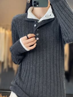 Women's Turn-down Collar Pullover Sweater 100% Merino Wool Autumn Winter Thickened Warm Casual Cashmere Knitwear Clothes