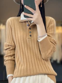 Women's Turn-down Collar Pullover Sweater 100% Merino Wool Autumn Winter Thickened Warm Casual Cashmere Knitwear Clothes